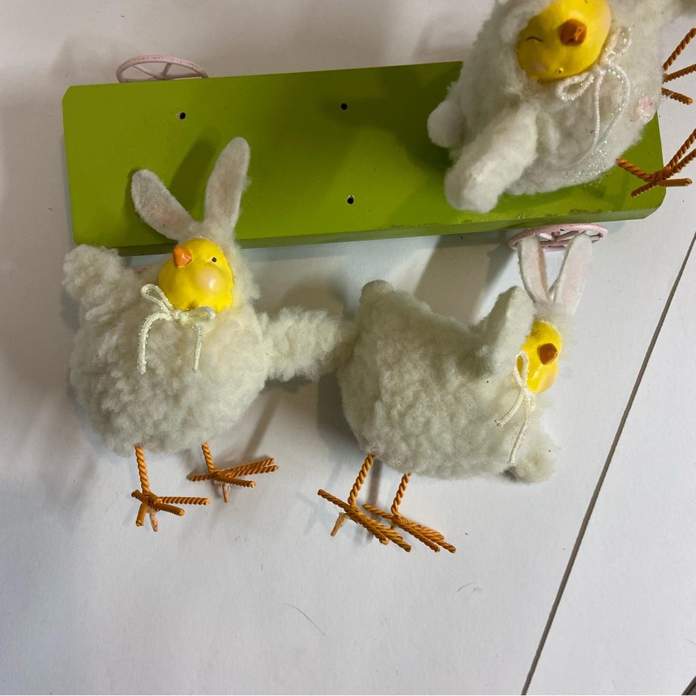 Adorable Easter Chick Trio on Green Cart - Picture 7 of 7